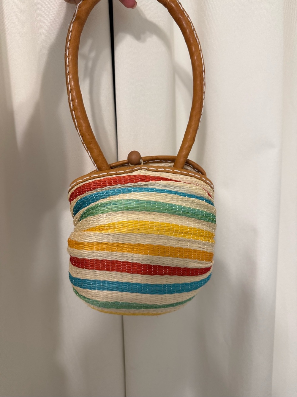 Vintage Woven Straw Top-Handle Bag in Multicolor - Picture 3 of 7